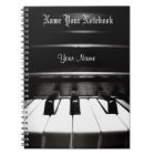 Carnet noir personnalisé de musique de piano