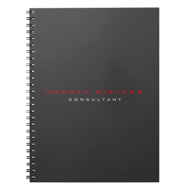 Carnet Noir rouge minimaliste professionnel (Devant)