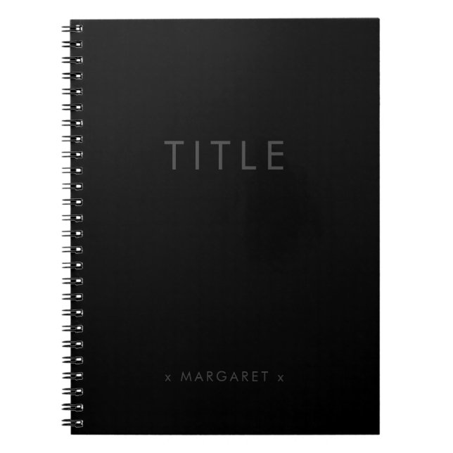 Carnet Noir Simple Moderne Minimaliste Personnalisé (Devant)
