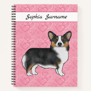 Carnet Noir Tri Pembroke Welsh Corgi Coeurs Avec Nom