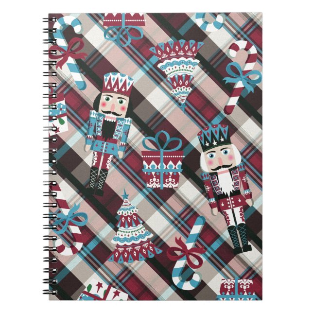 Carnet Noisette de Noël Plaid Bleu Bourgogne (Devant)