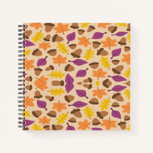 Carnet Noix et feuille Ordinateur portable motif d'automn