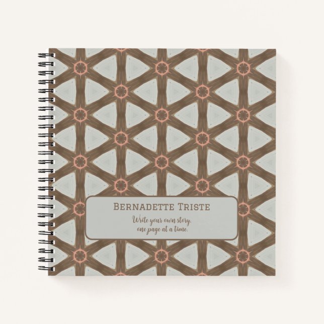 Carnet Nom Aquarelle Géométrique Pinwheel Motif Brown (Devant)