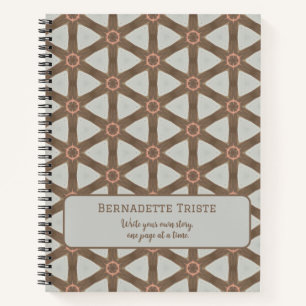 Carnet Nom Aquarelle Géométrique Pinwheel Motif Brown