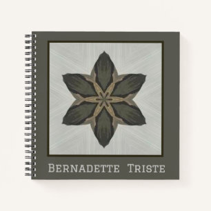 Carnet Nom Aquarelle Géométrique Star Motif Gris Brown