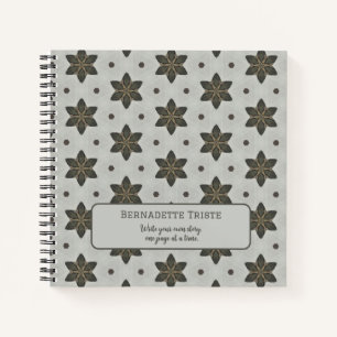 Carnet Nom Aquarelle Géométrique Star Motif Gris Brown