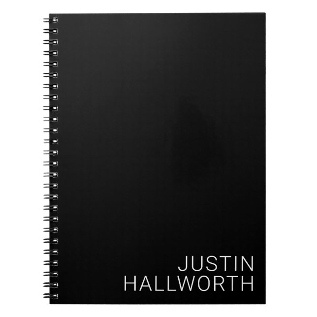 Carnet Nom blanc moderne en noir (Devant)