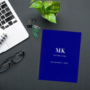 Carnet Nom bleu marine monogramme