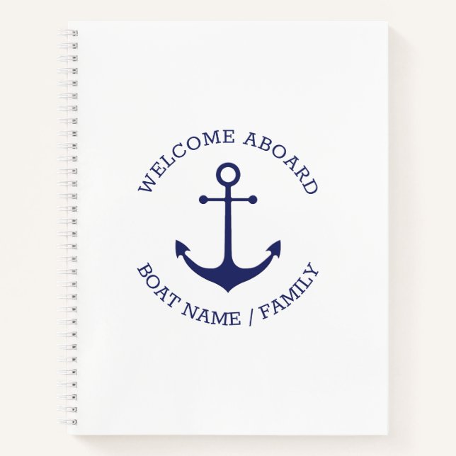 Carnet Nom de bateau personnalisé Bienvenue à bord de l'a (Devant)