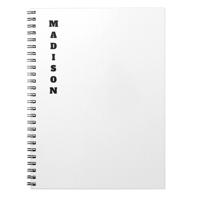 Carnet Nom de calligraphie élégant noir et blanc (Devant)