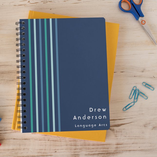 Carnet Nom de garçon rayé vert bleu pour enfants (Créateur téléchargé)