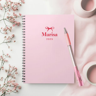 Carnet Nom de la boîte rose et rouge personnalisée
