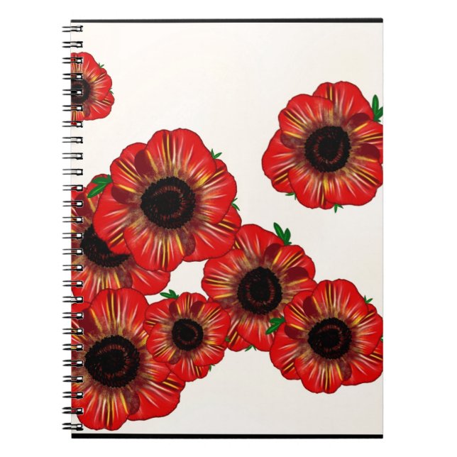 Carnet Nom de la fille Poppy, motif de pavot rouge Art pa (Devant)