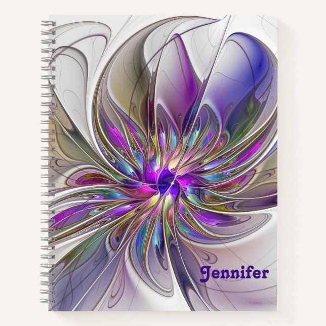 Carnet Nom de la fleur fractale Abstraite, énergétique et (Devant)