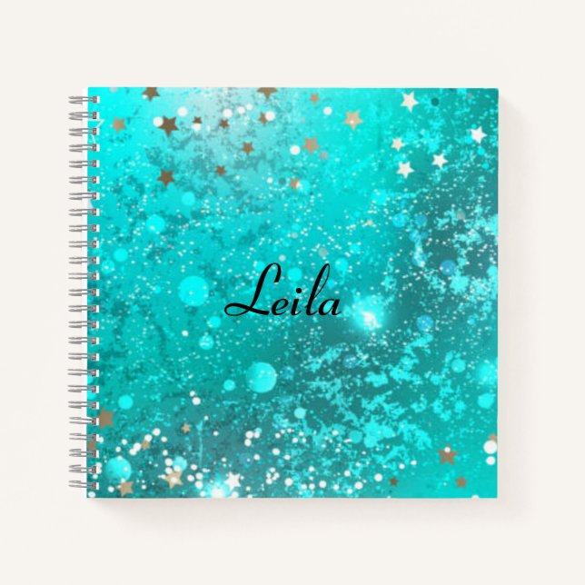 Carnet Nom de la Parties scintillant turquoise Blue Spark (Devant)