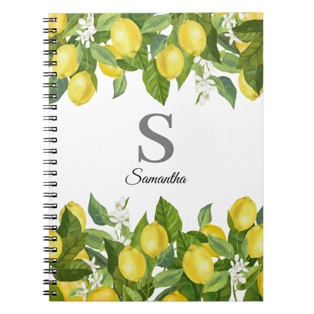 Carnet Nom de l'agrumes de citron monogramme (Devant)