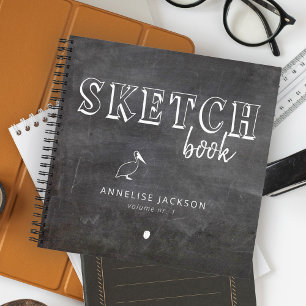Carnet Nom de l'artiste personnalisé sketchbook noir blan