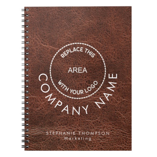 Carnet Nom de l'employé Logo Brown Faux Cuir (Devant)