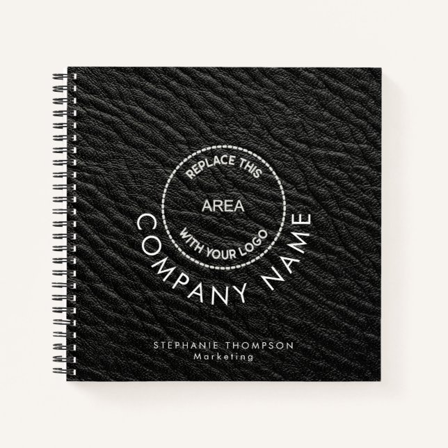 Carnet Nom de l'employé Logo QR Black Faux Leather (Devant)