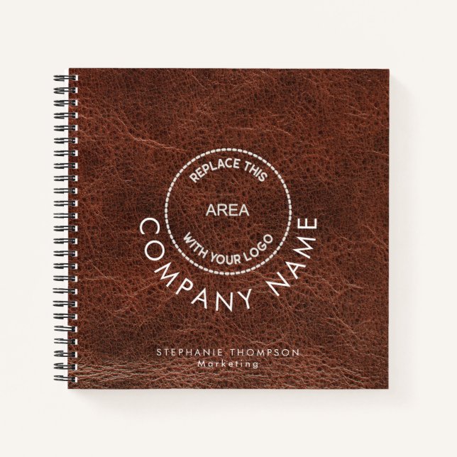 Carnet Nom de l'employé Logo QR Brown Faux Cuir (Devant)