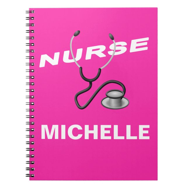 Carnet Nom de l'infirmière personnalisée PINK (Devant)