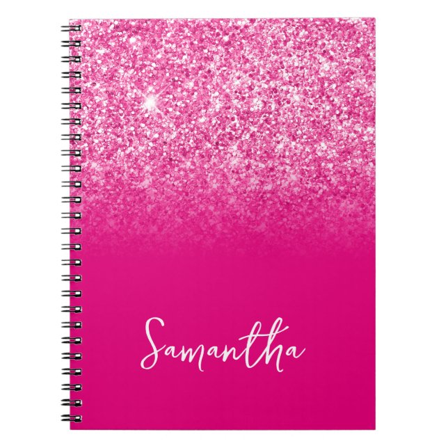 Carnet Nom de l'ombre de Parties scintillant rose chaud (Devant)