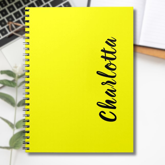 Carnet Nom de personnalisation noir | Couleur jaune néon (Créateur téléchargé)