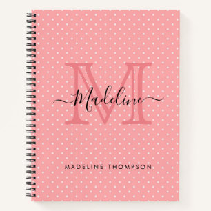 Carnet Nom de Pois rose mignon Monogramme