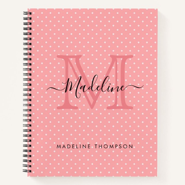 Carnet Nom de Pois rose mignon Monogramme (Devant)