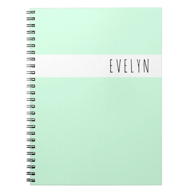 Carnet Nom de police mince simple Mint Green Personnalisé (Devant)