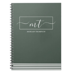 Carnet Nom de script de modèle moderne vert forêt