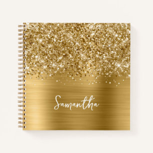 Carnet Nom de script Glam doré pailleté