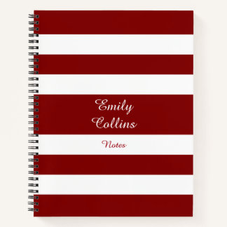 Carnet Nom de script Modern Red Stripes