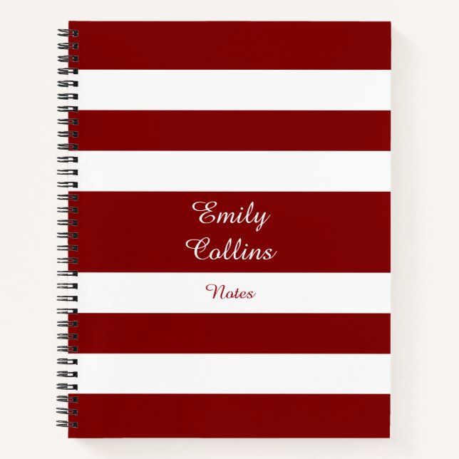 Carnet Nom de script Modern Red Stripes (Devant)