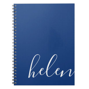 Carnet Nom de script moderne bleu personnalisé