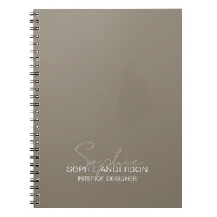 Carnet Nom de script moderne Concepteur d'intérieur Taupe