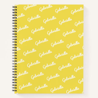 Carnet Nom de script personnalisé jaune et blanc mignon