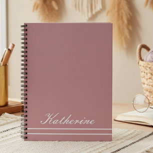 Carnet Nom de script Rose Poussiéreuse Minimaliste