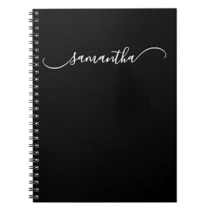Carnet Nom de signature élégant en noir et blanc avec fio
