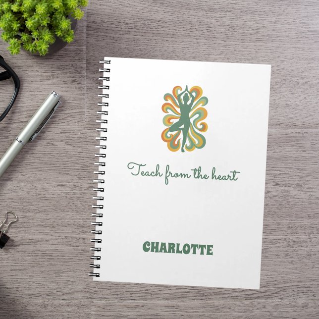 Carnet Nom de slogan rétro orange vert tourbillonnant pos (Créateur téléchargé)