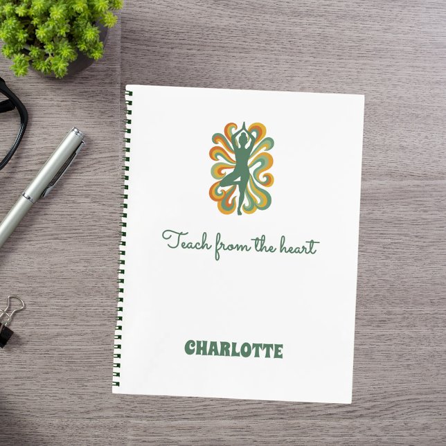 Carnet Nom de slogan rétro orange vert tourbillons de pos (Créateur téléchargé)