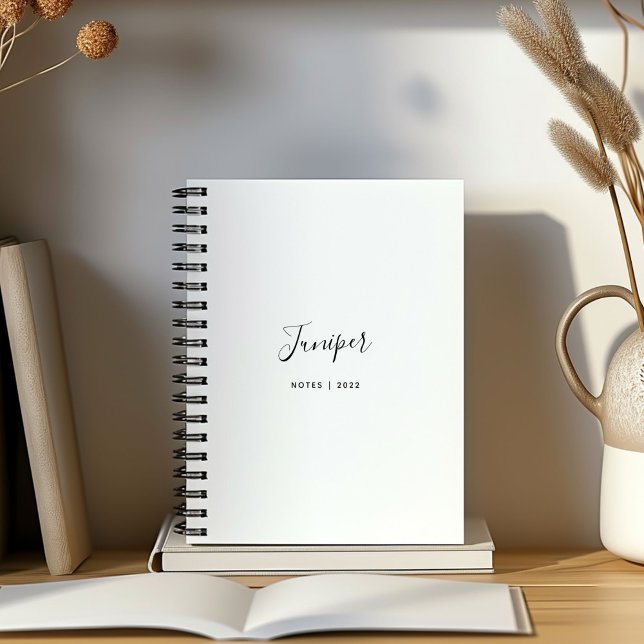 Carnet Nom de style moderne minimaliste (Personalized script name white notebook.)