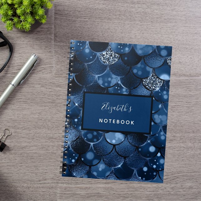 Carnet Nom d'écailles de sirène bleu marine (Créateur téléchargé)