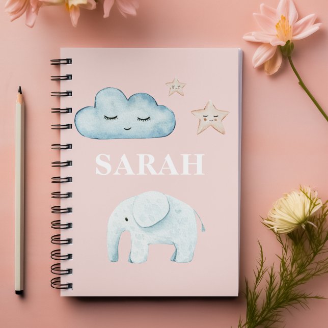 Carnet Nom d'enfant Moderne Pastel Rose & Bleu (Créateur téléchargé)