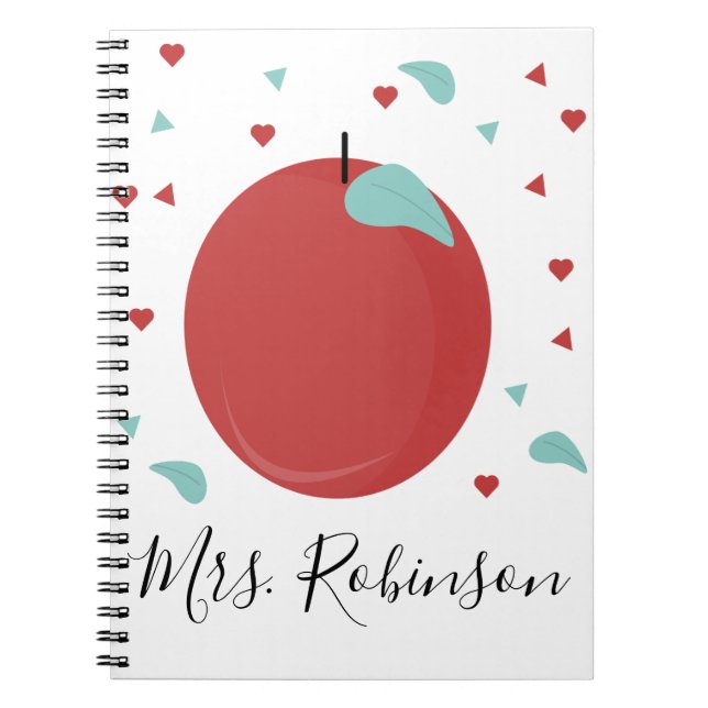 Carnet Nom des enseignants de Confetti de pomme mignonne (Devant)