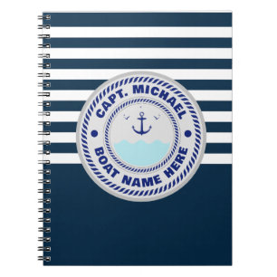 Carnet Nom du bateau d'Ancre nautique du capitaine person
