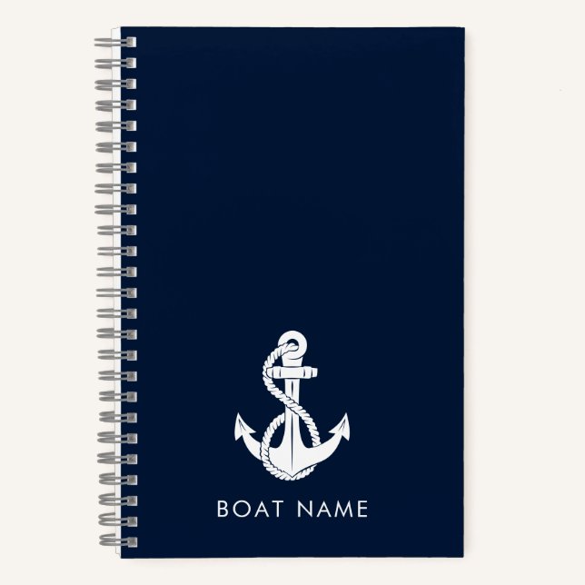 Carnet Nom du bateau nautique personnalisé Marine Ancre b (Recto)