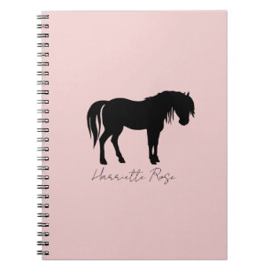 Carnet Nom du cheval noir rose pâle