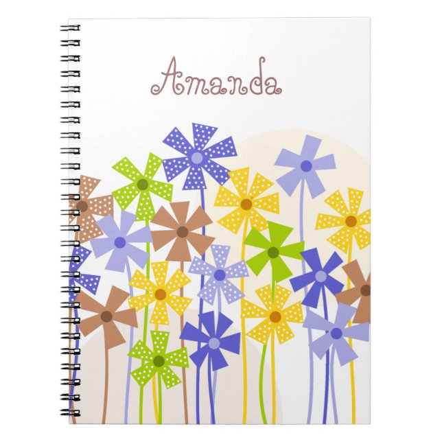 Carnet Nom du dessin de fleur simple bleu jaune brun (Devant)