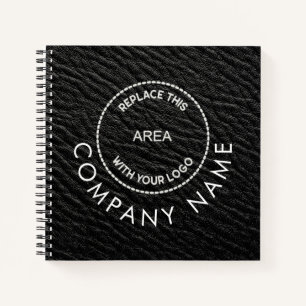 Carnet Nom du logo de l'entreprise Code QR Noir Faux Cuir